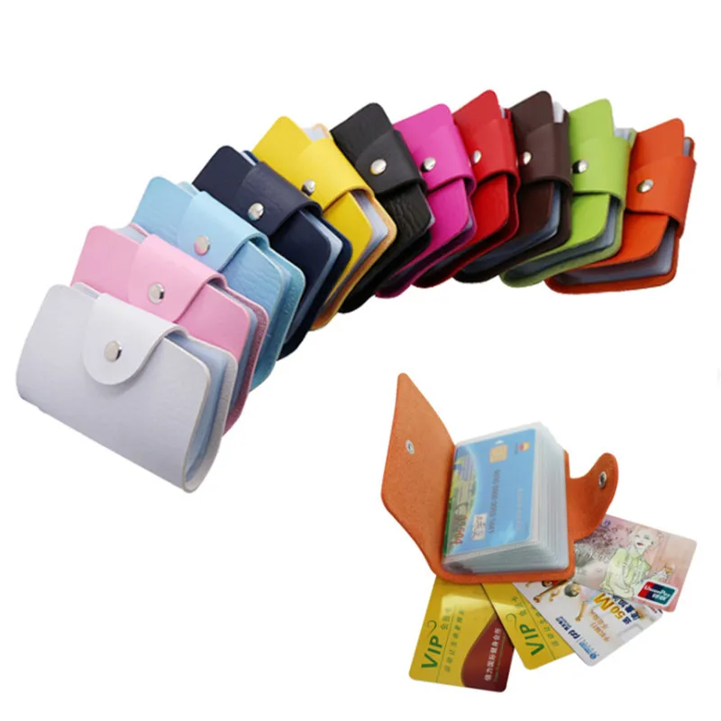 New PU Leather Function 24 Bits Card Case Business Card Holder Men Women Credit Passport Card Bag ID Passport Card Wallet