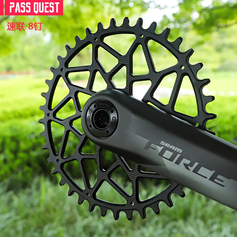 PASS QUEST SRAM ETAP AXS FORCE RED ROAD BIKE schmale 8NAIL 38-48T fahrrad kettenrad 2mm offset kurbel 7075 aluminium