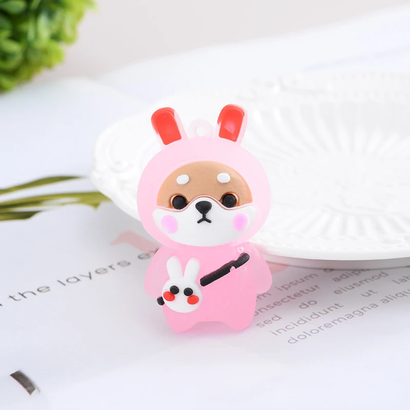 LED Light Glow PVC Cartoon Shiba Inu Crystal Doll Keychain without chain Decor Cute Animals Doll Student School Bag Pendant