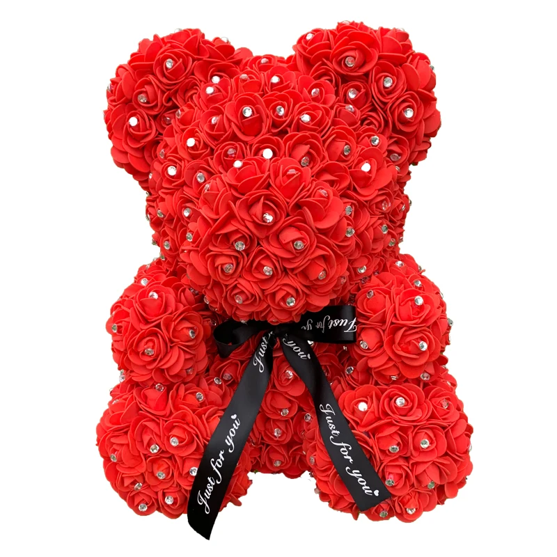 Drop shipping Valentine's Gifts Diamond Teddy Rose Bears 40cm Artificial Flower Bears For Girls Christmas Gifts