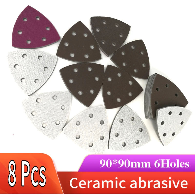 

Triangle Sanding Discs Hook and Loop 300-2000 Grit 90mm 6 Holes Fit 3-1/2 Inches Oscillating Multi Tool Detail Sander Sandpaper