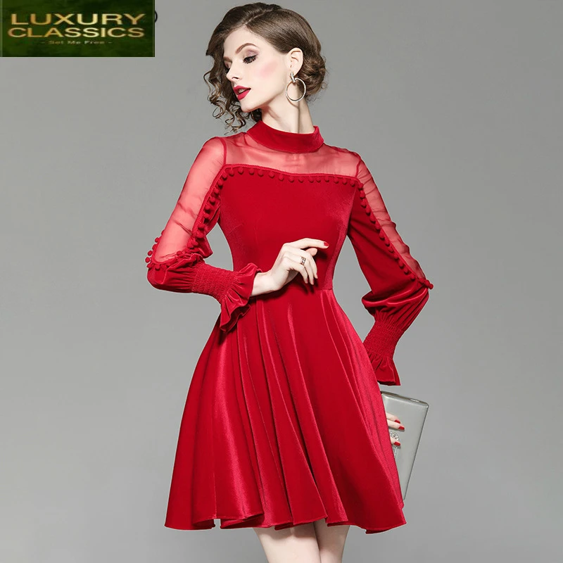 

Women Spring Summer Dress Long Sleeve Red Dress Organza Mini Dresses Sexy Party Clothes 2021 Vestidos De Fiesta LWL1662