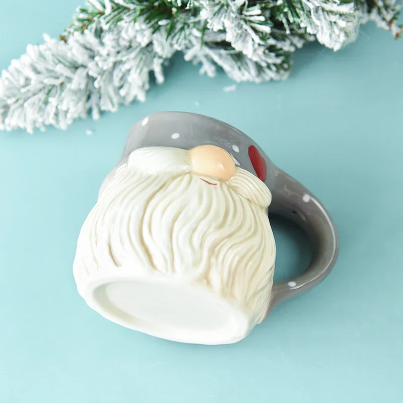 Ceramic Christmas Mugs Embossed Santa Claus Coffee Cup Home Office Breakfast Milk Juice Cup Xmas Gifts Drinkware Navidad 400ml