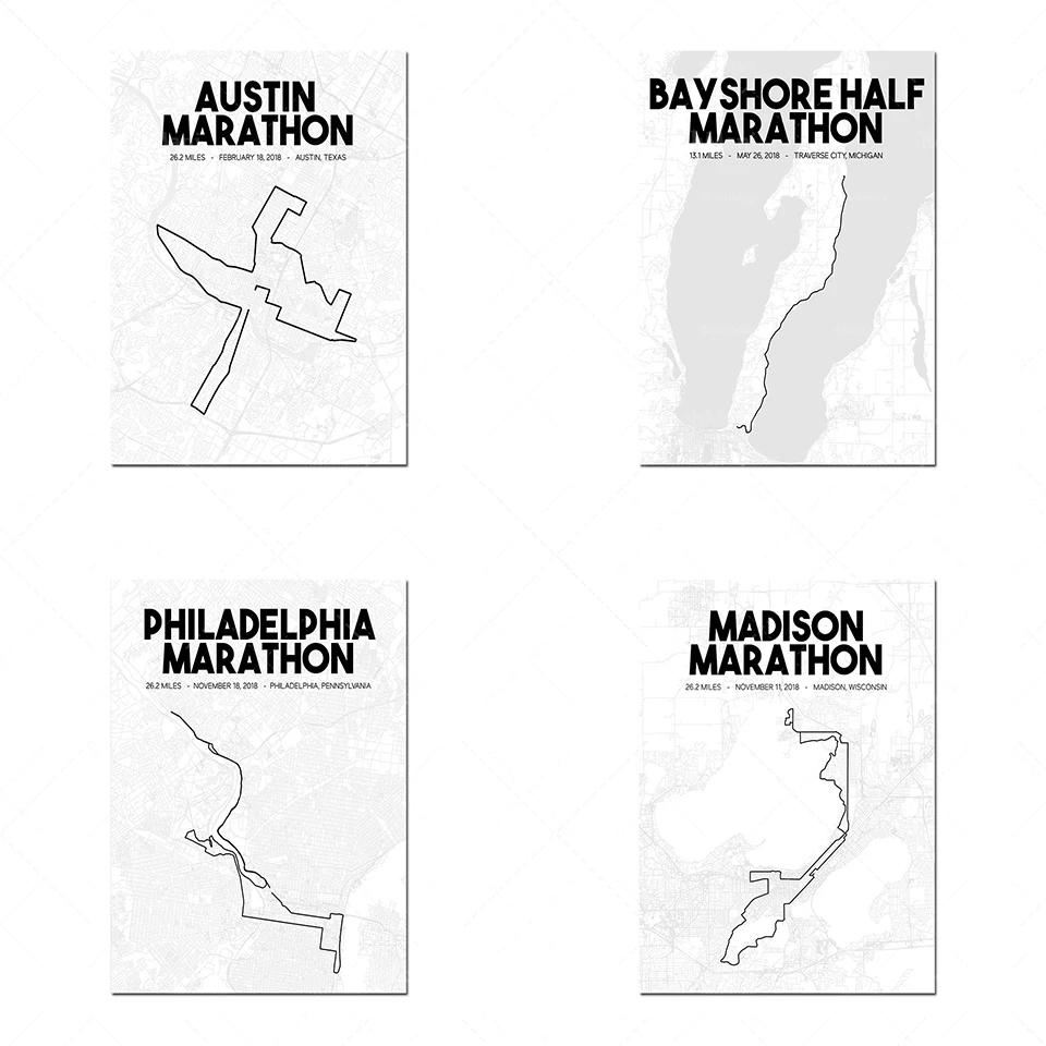 2018 bayshore-Philadelphia-Madison-Austin Marathon printable route, marathon map art, personalized marathon map, runner gifts, 2