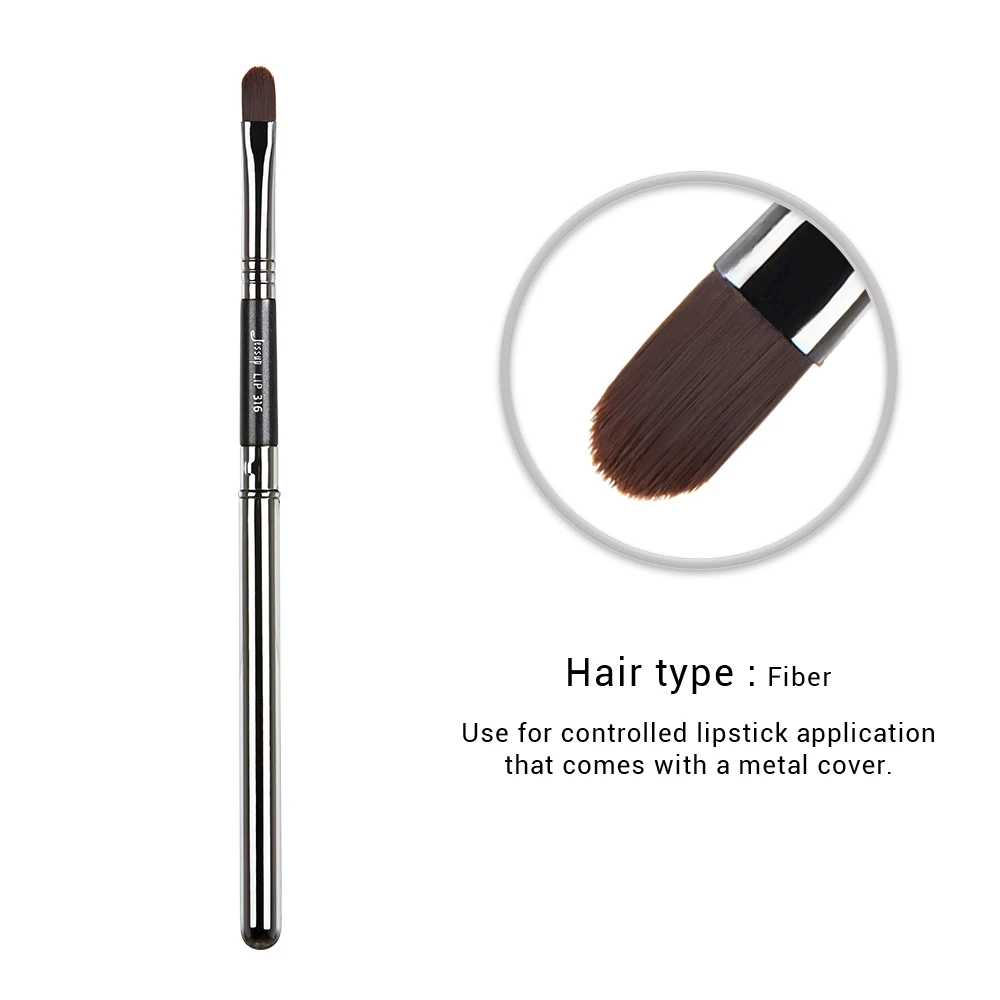 Jessup 1pc Professional Make up Brush Fibre Hair Concealer Eyeliner Blending EyeShader Lip Black- Silver Beauty Cosmetic Tool