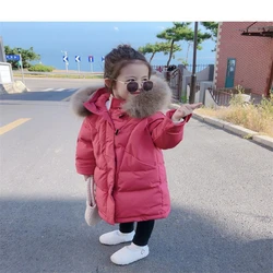 Girls Baby's Kids Down Jacket Coat 2022 Thread Warm Plus Thicken Winter Autumn Cotton Outerwear Hooded Children's Clothing