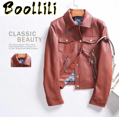 

Real Genuine Boollili Leather Jacket Women Clothes 2023 Women's Fur Coat Spring Sheepskin Coat Tops Korean Elegant High Quality