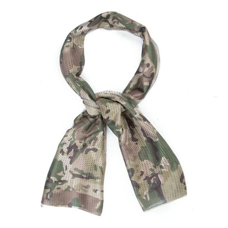 Tactical Scarf Camo Scarf Breathable Perforated Camouflage Pattern Rectangle headband for War Game Sports Outdoor Activities