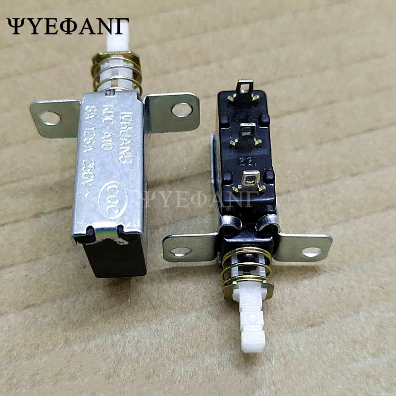 5PCS Straight Key Self-locking Switch KCD-A10 SW-3 A04 Power Switch 3-pin Outer Spring 5A For Range Hood