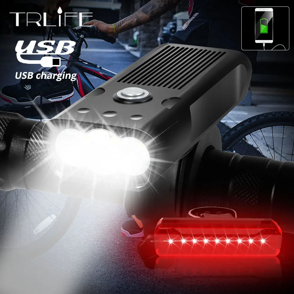 3000LM L2/T6 Bicycle Light Waterproof USB Rechargeable Built-In 5200mAh Bike Light Cycling Lamp Torch Handlebar Bike Flashlight