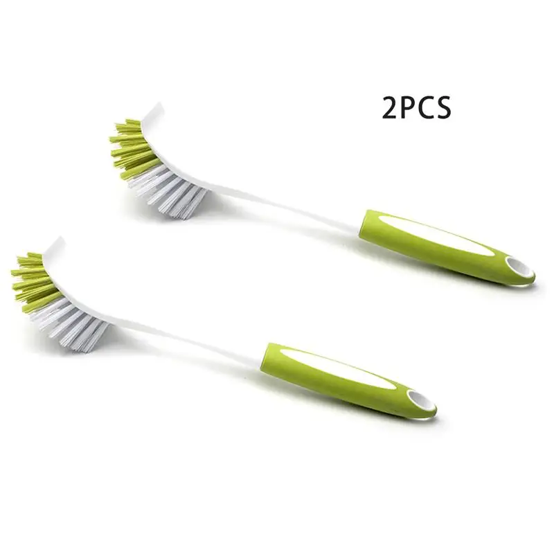 2pcs Pan Pot Dish Sink Brush Kitchen Scrub Brush With Scraper Tip Comfortable Grip Odourless Bristles For Pot Pan Clean