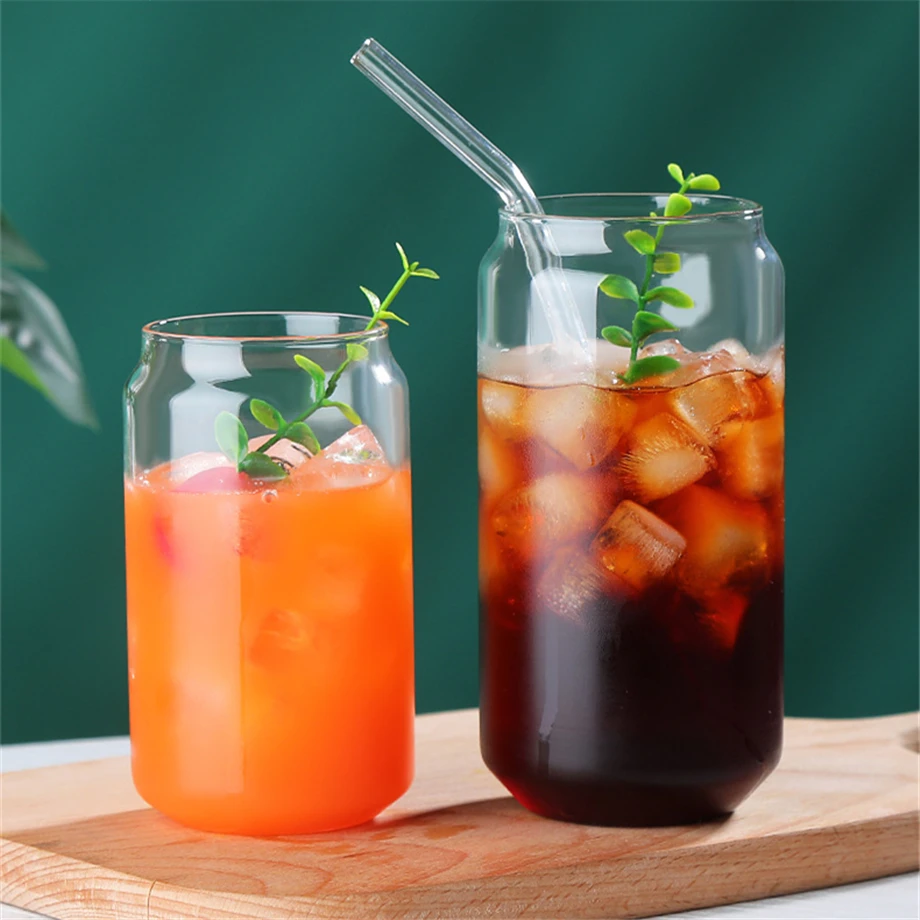 100pcs/Lot 480ml/16oz Sublimation Cola Glass 350ml/12oz Beverage Mug 700ml/25oz Juice Can Bamboo Lid PP Straw Bottle Cup Tumbler