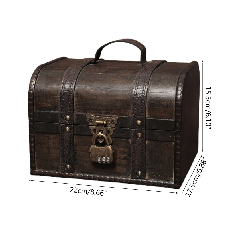 2024 New Wooden Pirate Jewelry Storage Box Vintage Treasure Chest for Wooden Organizer