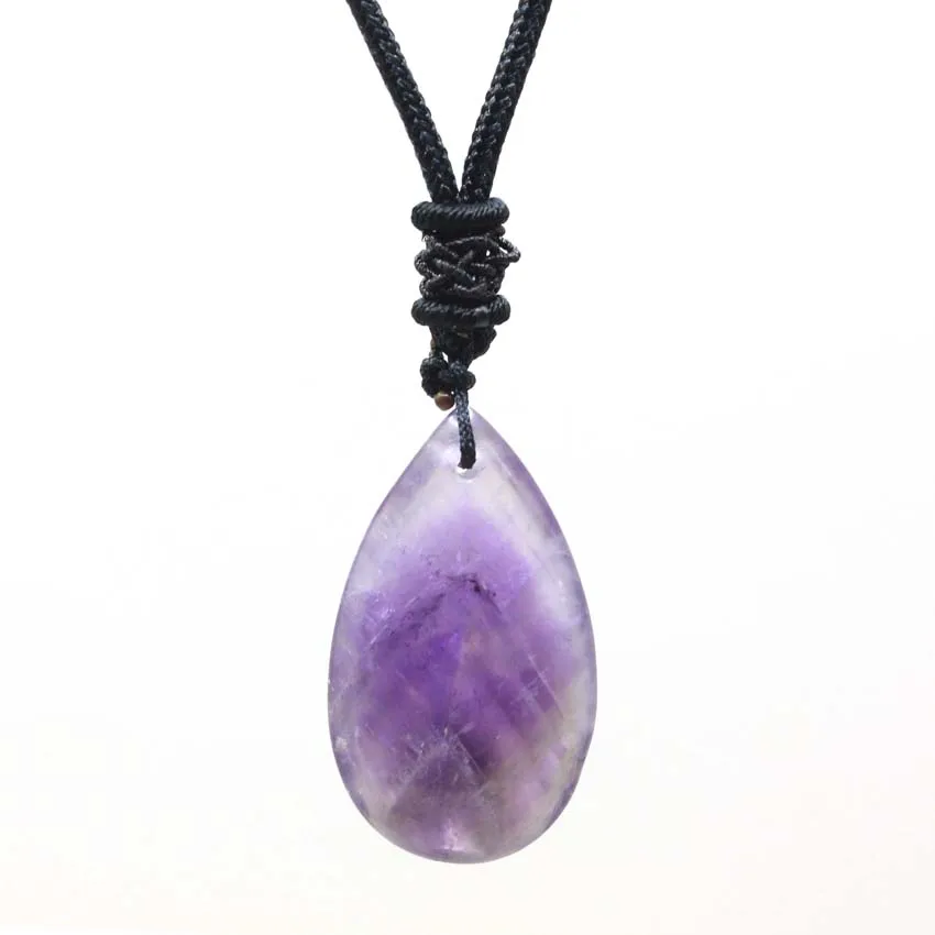 

Natural Healing Crystal Quartz Stone Necklace Amethysts Lapis Lazuli Agates Tear Drop Tiger Stone Pendant Necklace Jewelry