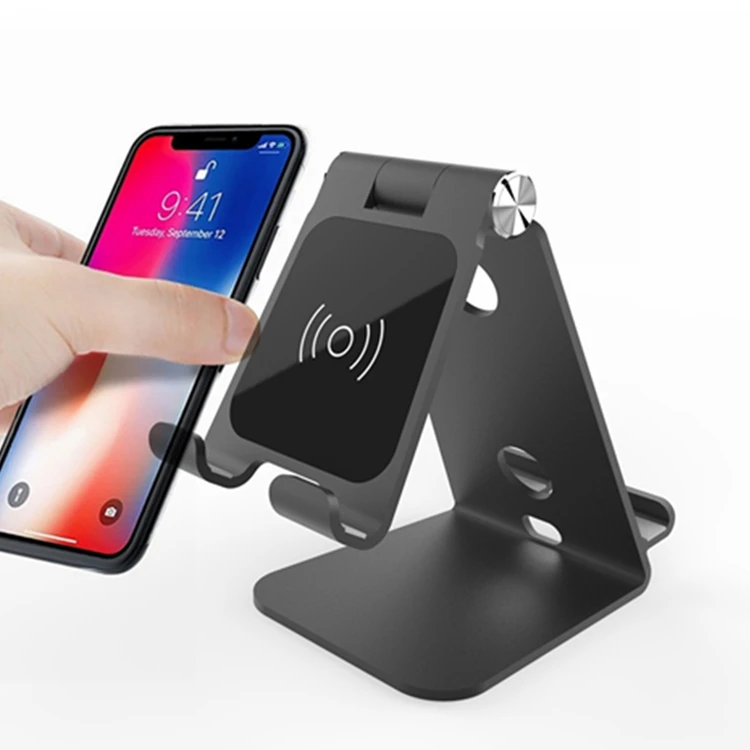 SooPii Mobil Phone Wireless Charging Stand ,Aluminium Tablet Stand,Adjustable Desk Smartphone Holder 225 Degree Rotating