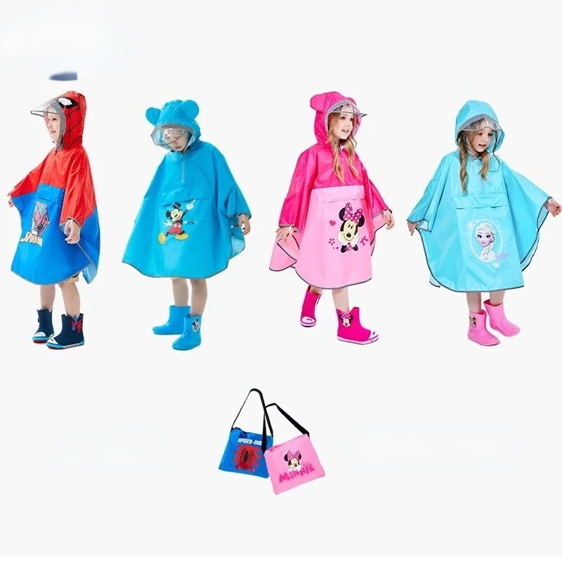 Frozen Rain Poncho Anna Elsa Poncho Kids Raincoat Outdoor Children Girls Cartoon Mickey Rain Rainproof Boys Child Rainsuit Gift