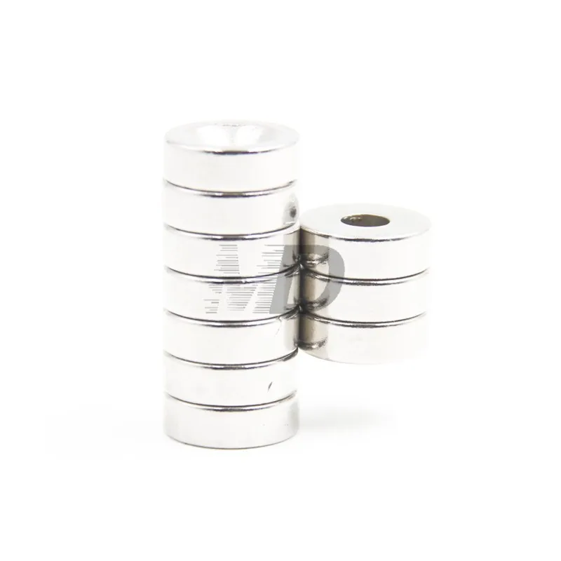 300pcs 15x5mm Hole: 4mm Super Strong Round Neodymium Countersunk Ring Magnets Neodymium Magnet