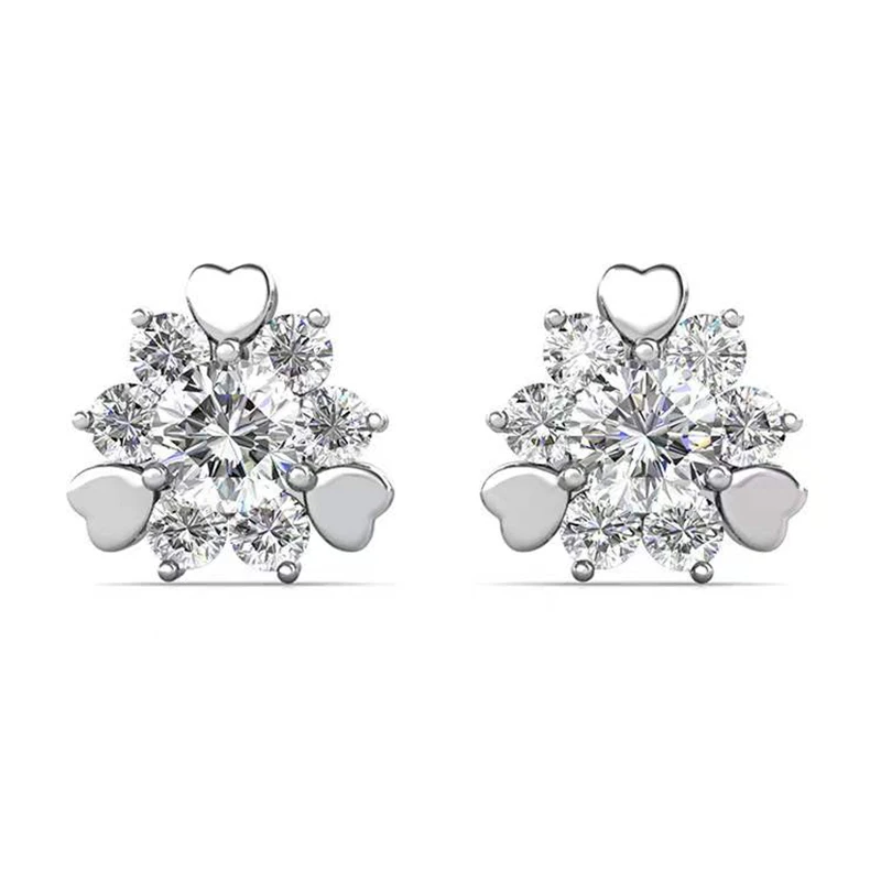 

Trendy S925 Sterling Silver 0.3ct D Color VVS1 Flower Moissanite Earrings Studs Fine Women Jewelry Pass Diamond Tester Gift