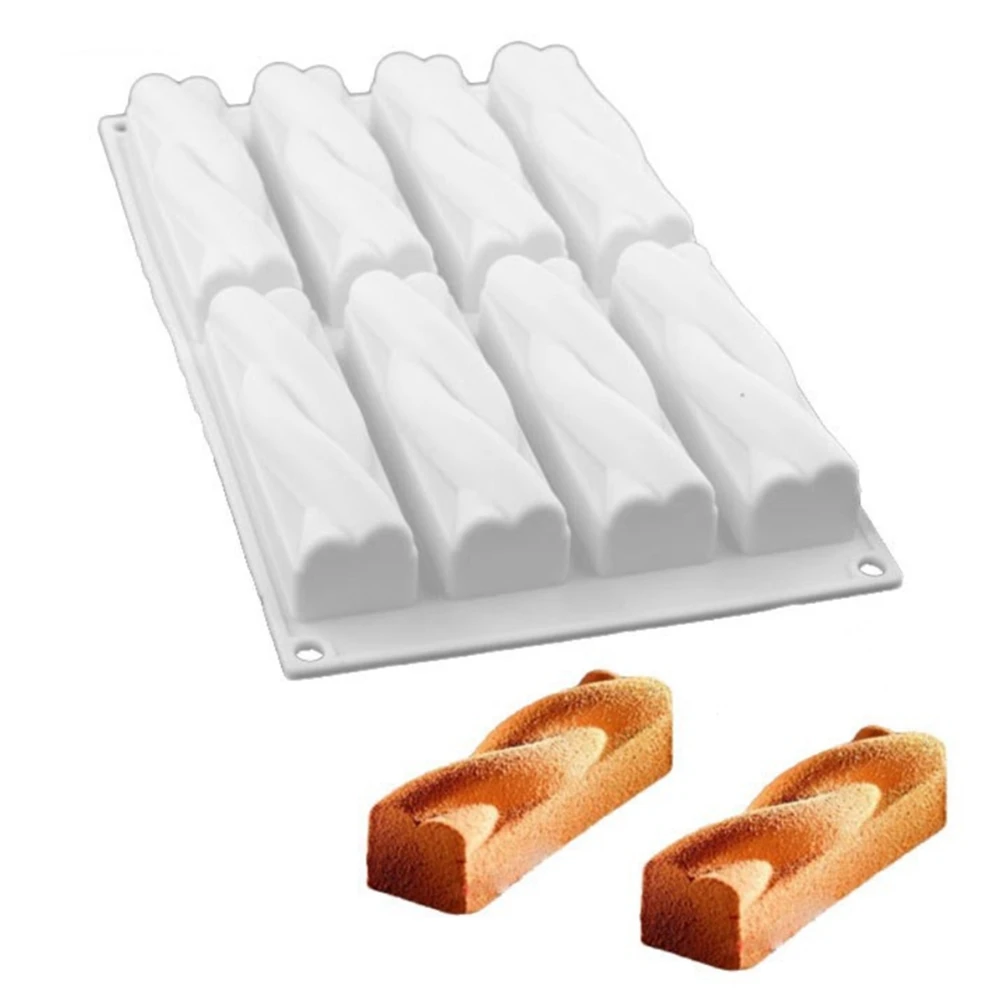 

8 Cavity Rectangle Silicone Mold Hemp Flowers Cake Mold For Baking Mousse 3D Mould Pan Pastry Cake Tools