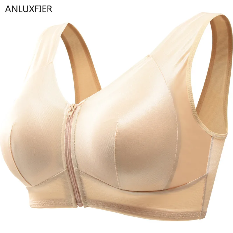 H9635 Front Zipper Silk Sleeping Bra After Breast Cancer Surgery No Steel Ring Full Cup Bras Underwear Surgical Resection Bra