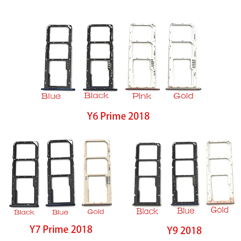 

New Micro Nano SIM Card Holder Tray Slot Holder Adapter Socket For Huawei Y6 Y7 Prime Y9 2018 SIM Card Replacement Spare Parts