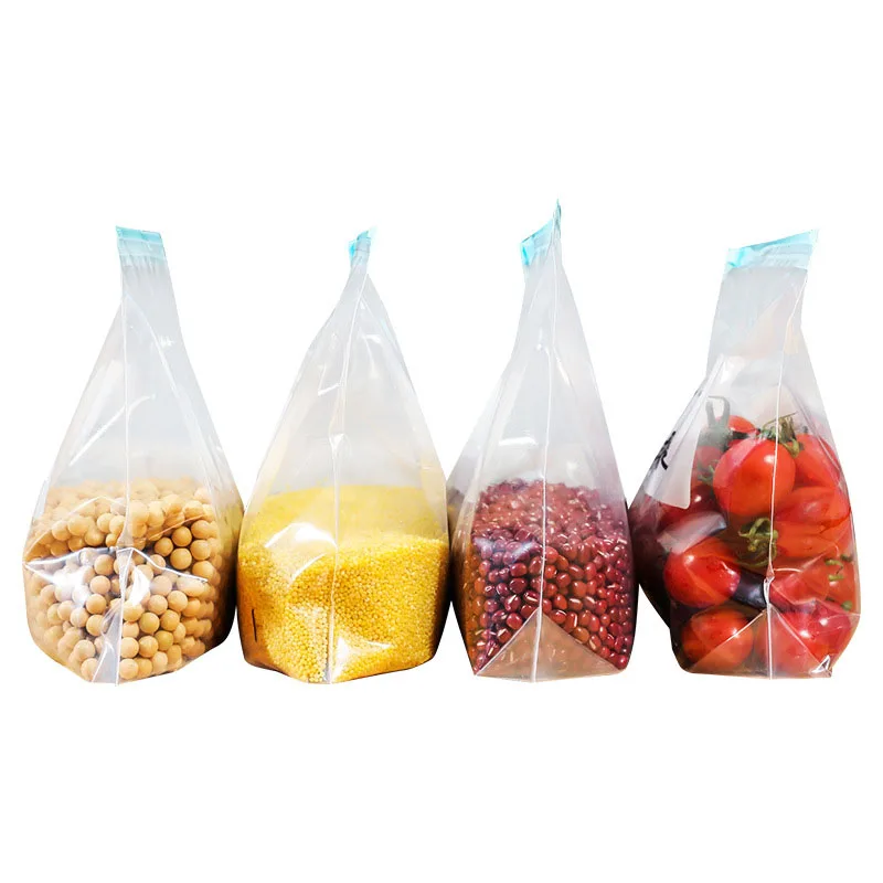 Bolsas de plástico reutilizables con cremallera para alimentos frescos, 10 piezas, para frutas y verduras, organizador de almacenamiento de