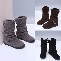 Buty damskie Moda Casual Ladies Shoes Boots Suede Leather Buckle Boots High Heeled Snow Shoes For Femme Ladies Shoes 691