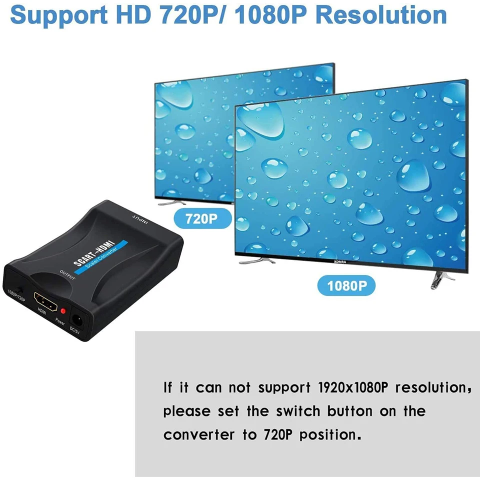 Konverter Audio Video Adaptor Scart Ke HDMI Mendukung Output HD 720P/1080P untuk Proyektor Monitor HDTV Pemutar DVD Ke TV
