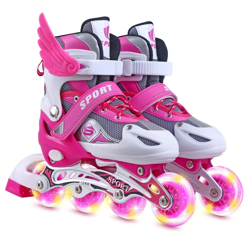 Kid'S And Adult Roller Skates Athletic Shoe For Children Men And Women Pu Material Skating All Wheels Flash Skate Shoes