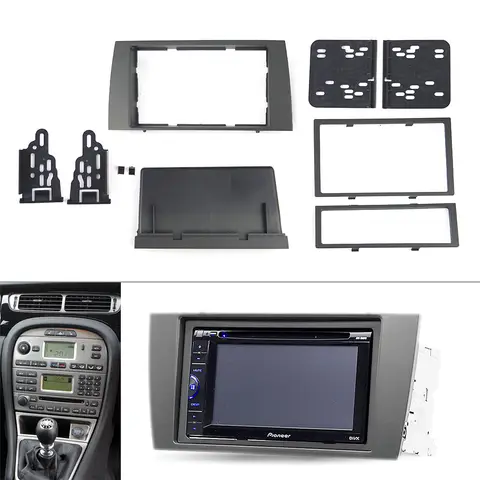 스테레오 라디오 Fascia 패널 2 Din Frame Kit for JAGUAR X-type 2002-2008 S-type 2003-2008 그레이 w/포켓 173*98mm 자동차 액세서리