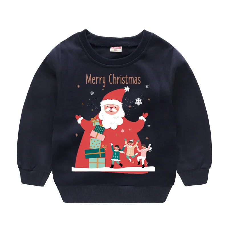 Merry Christmas Baby Girls Sweatshirt Tree Sweater for boys Pullover Holiday Tops X\'mas Clothes Cotton Outfit Tee Shirts 1-6Year