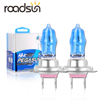 roadsun 2Pcs H4 H7 H1 Halogen 100W for Car H11 9005 9006 H3 12V HOD Xenon Halogen Front Headlight Bulb Auto Fog Lamp 6000K