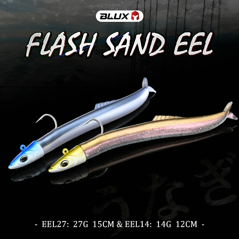 BLUX FLASH SAND EEL 14G/27G Soft Fishing Lure Tail Jig Head Hook Minnow Artificial  Bait Saltwater Sea Bass Swimbait Tackle Gear - AliExpress 18