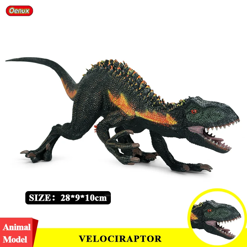 Oenux New  Jurassic Indominus Velociraptor Raptor Action Figures Savage Tyrannosaurus Dinossauro World Animals Model Kid Toy