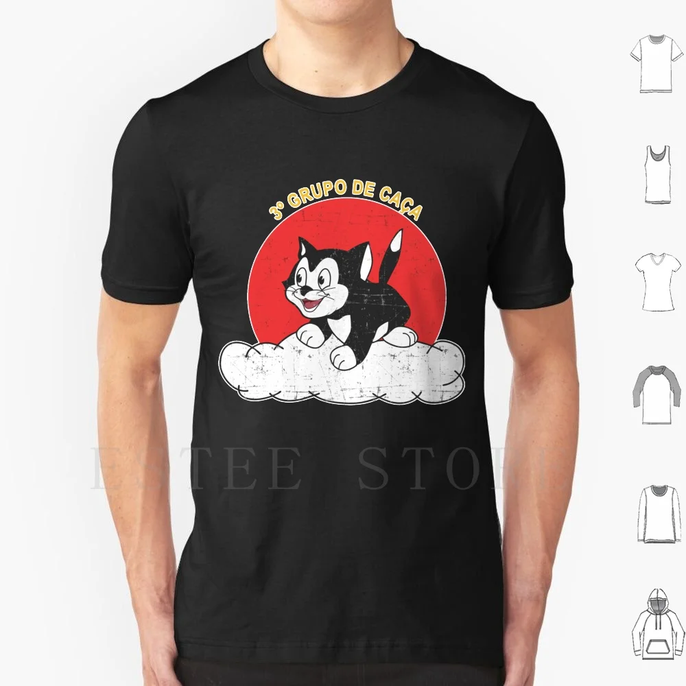 Figaro The Cat-3o Grupo De Ca ? A-Fab-P-40n T Shirt Cotton Men DIY Print Pzd Aces Pilot Fighter Fighter Pilot Insignia Squadron
