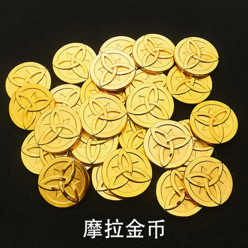 Genshin Impact Mora Metal Coin Morax Cosplay Prop Accessories Gold Plated Mora Coin Model Strengthen Equipment Collection Gifts