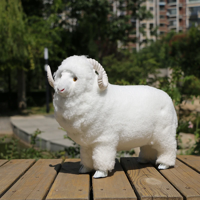 Sheep Model Realistic Plush Animal Model Simulation Sheep Miniature Animal Toy Collection Figurine