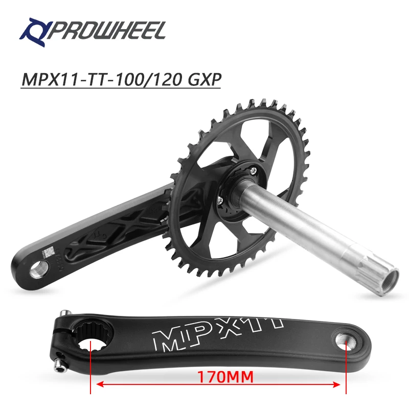 Prowheel Snow Bicycle Crankset 170mm Crank 30T/32T/34T/36T/38T GXPP Chainrings with Bottom bracket BB100/120mm Fat Bike Crankset