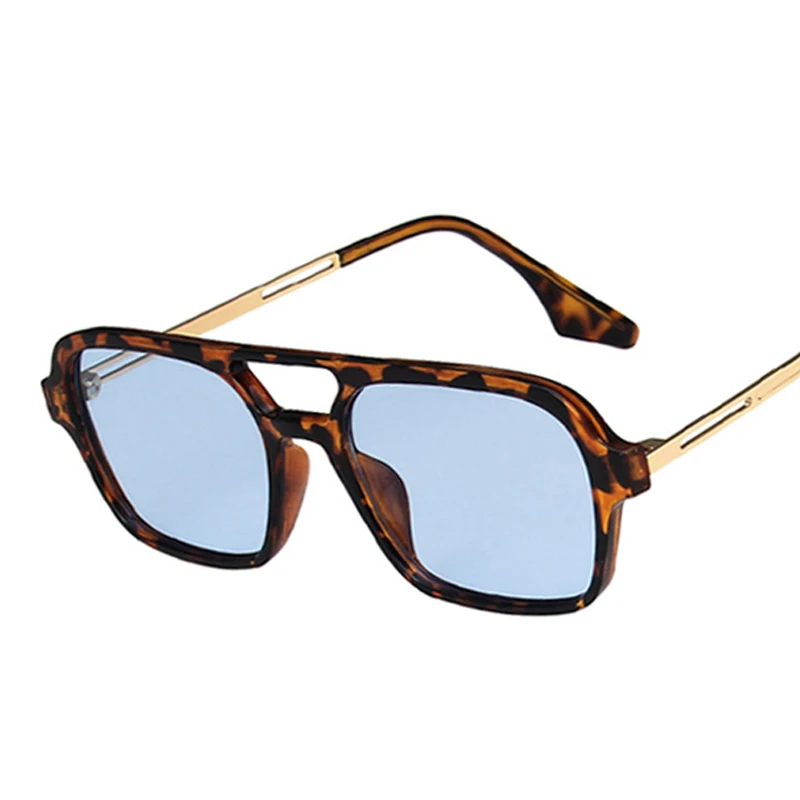 New Square Sunglasses Man Woman Vintage Blue Leopard Sun Glasses Male Female Clear Lens Fashoin Retro Brand Eyeglasses