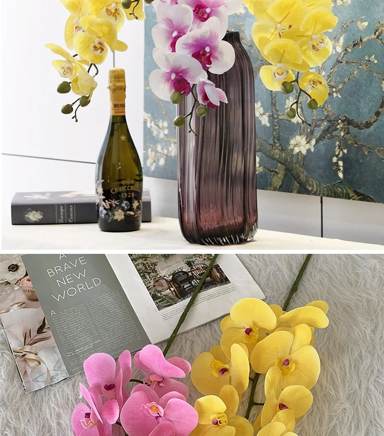 Konservierte Orchidee Phalaenopsis Strukturierte realistische Blumen Künstliche Blumen Familie Hochzeit Ornamente DIY Dekoration – Detail 7