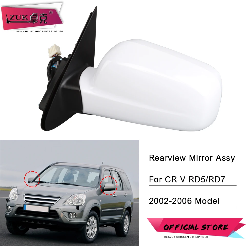 

ZUK Left Right Exterior Door Rearview Mirror Assy For HONDA CRV 2002 2003 2004 2005 2006 RD5 RD7 3-PINS / 5-PINS With Heated