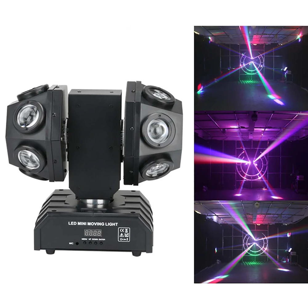 12x10W LED Mini Double Arm Moving Head Light Beam + Laser Stage Lighting Effect for Disco DJ KTV Club Home Party Show Lamp