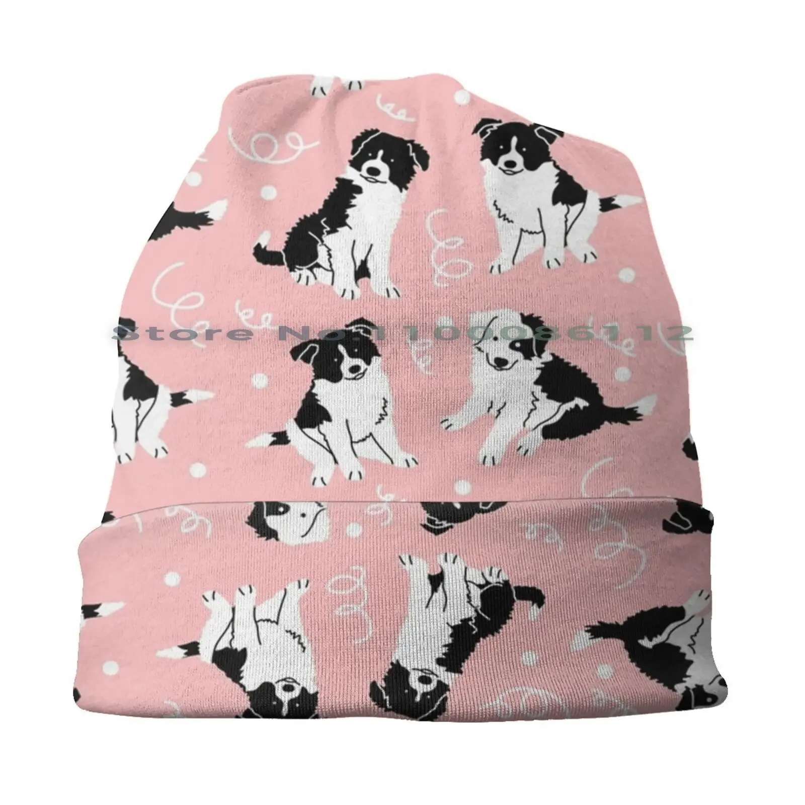 Border Collie Puppy Pattern-Pink Bucket Hat Sun Cap Dog Border Collie Australian Cattle Pack Puppy Cute Little Pink Brimless