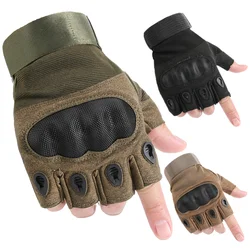 Guantes tácticos ligeros de fibra de carbono, manoplas de medio dedo sin dedos para ciclismo, motocicleta