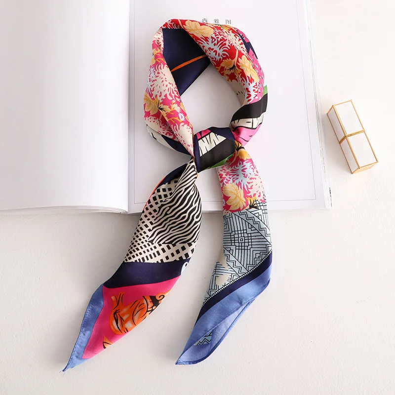 KOI LEAPING woman fashion popular Graffiti pattern pattern printing 70x70 small square scarf Silk scarf scarves headscarf gift