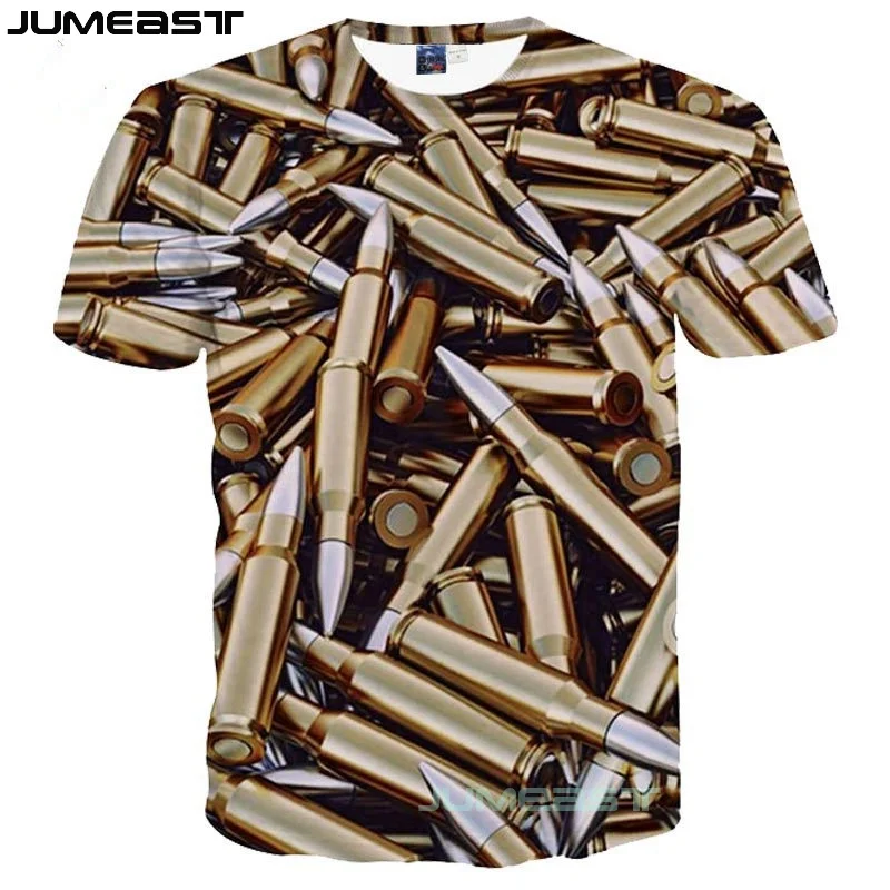 Jumeast Men Women 3D T-Shirt Many Bullets Oversized Streetwear Harajuku Casual Short Sleeve T Shirt Summer Pullover Tops Tees