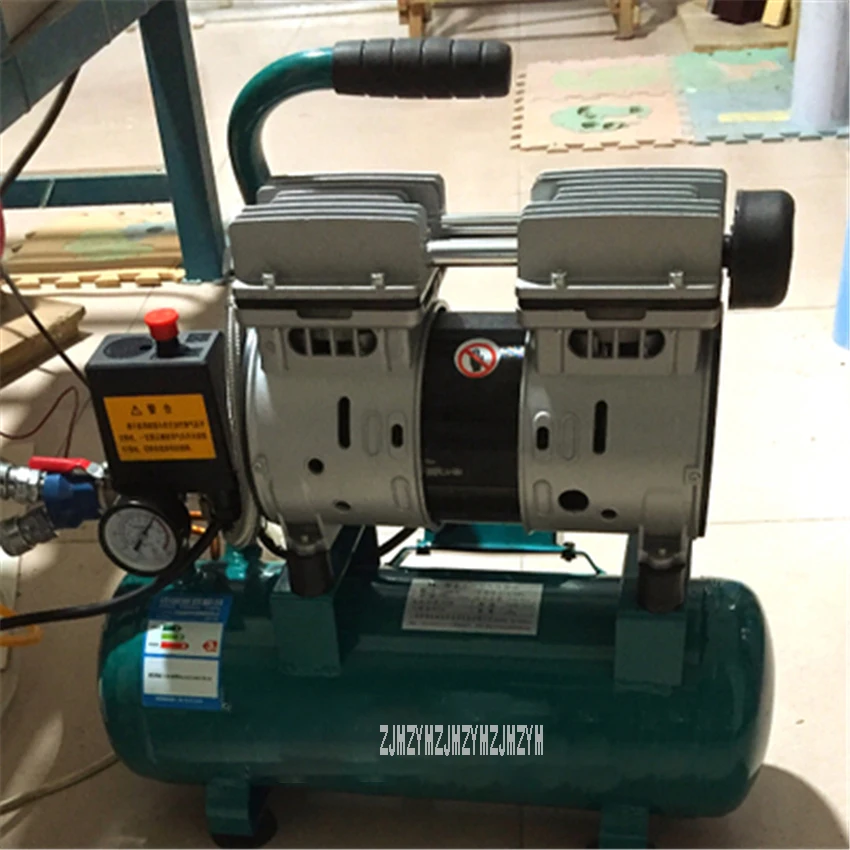Compressor de ar silencioso portátil 550-9l, bomba de alta pressão pequena 550w, compressor de ar livre de óleo, para trabalhar em madeira, cobre, 220v