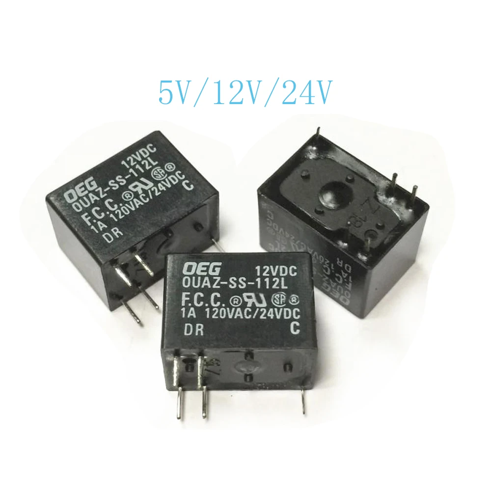 1PCS  100%original New relay OUAZ-SS-105L  5VDC  OUAZ-SH-112L 12VDC  OUAZ-SH-124L 24VDC  OUAZ SH 112L  5V  12V 24V 5PIN 1A