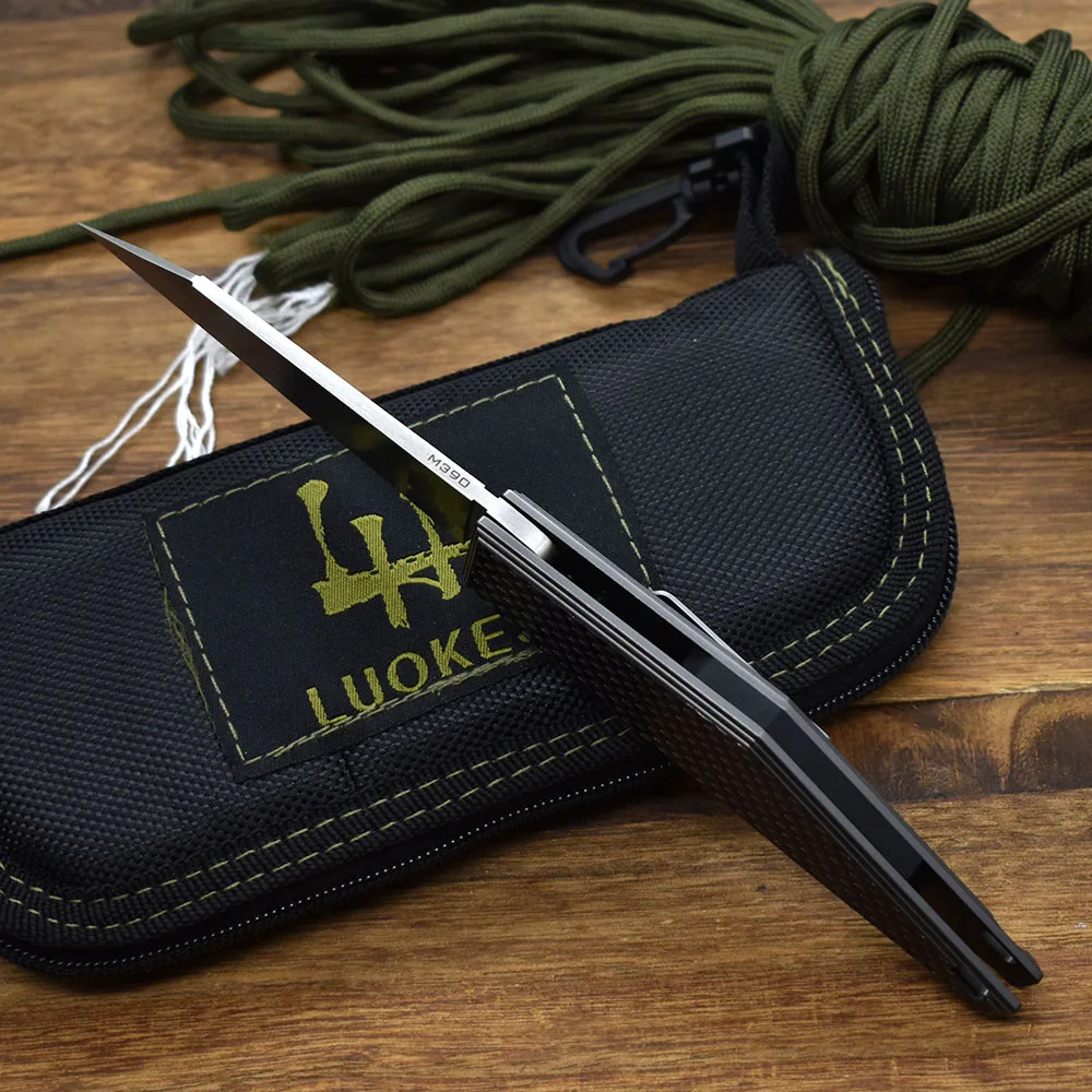 M390 faca dobrável de aço para acampamento, faca de sobrevivência para acampamento ao ar livre, de fibra de carbono, material de autodefesa, coleção de presentes