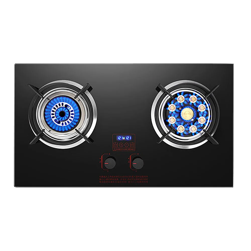 Kitchen Double Gas Burner Stove Built-in Cooktop Hob Gas Cooker Household Gas Panel Fogao Desktop Timing Function estufa de gas